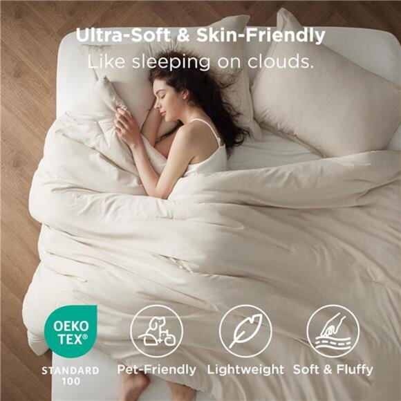 Bedsure Queen Comforter Set - Beige Comforter Queen Size, Soft Bedding for All - Picture 2 of 16